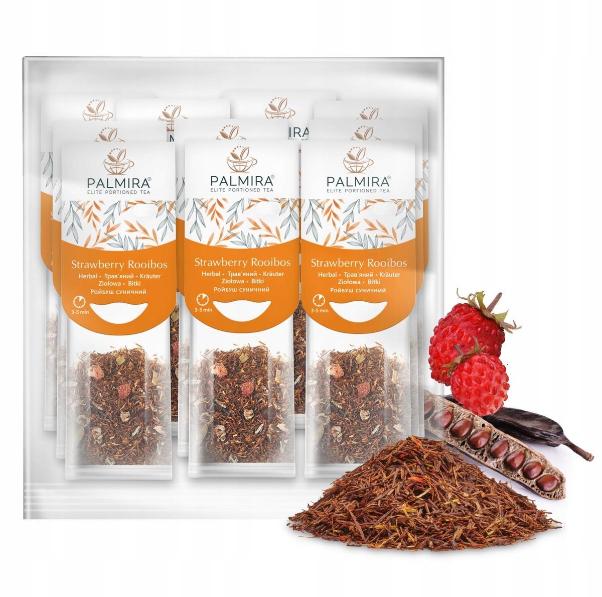 Palmira Strawberry Rooibos - liściasta ziołowa herbata do filiżanki