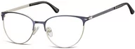 Okulary korekcyjne, oprawki, szkła - Sunoptic Okulary oprawki korekcyjne kocie oczy zerówki 914A srebrno-granatowe - miniaturka - grafika 1