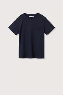 Koszulki i topy damskie - Mango Kids t-shirt bawełniany Basic2 kolor granatowy gładki - grafika 1
