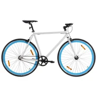 Rowery - vidaXL Rower single speed, biało-niebieski, 700c, 55 cm - miniaturka - grafika 1