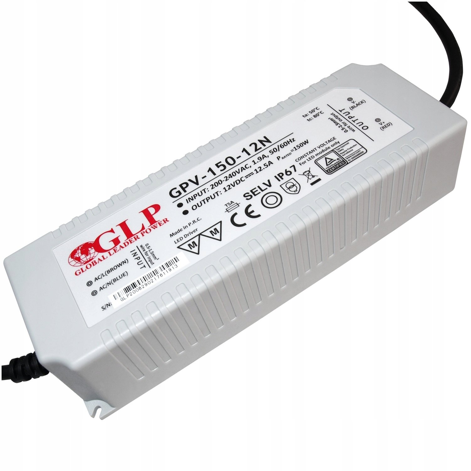 FORMAT Zasilacz Wodoodporny 12V 150W 12A Do Led Transor DC Hermetyczny IP67