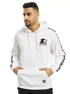 STARTER BLACK LABEL Męska bluza z kapturem Taped Hoody z wyszywanym logo i naszywką, czarna i biała, rozmiar XS do XXL, biały, L - Bluzy męskie - miniaturka - grafika 1