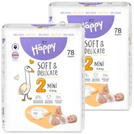 Pieluchy - Zestaw Bella Baby Happy, pieluchy, rozmiar 2 Mini, 3-6 kg, 2 x 78 sztuk - miniaturka - grafika 1