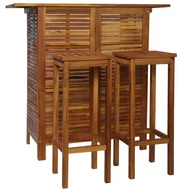 Stoły z krzesłami - vidaXL Stolik barowy i hokery, 3 elementy, lite drewno akacjowe - miniaturka - grafika 1