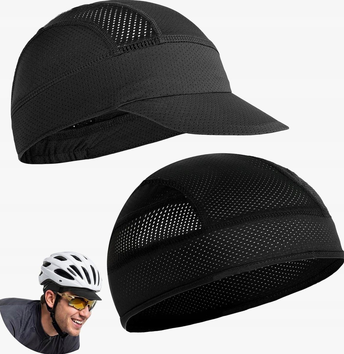CZAPKA ROWEROWA ODDYCHAJĄCA LETNIA CZARNA UNISEX Z WIZJEREM SPORTOWA