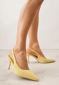 Sandały damskie - Żółte Sandały Slingback na Szpilce z Imitacji Zamszu Carilona - Renee - miniaturka - grafika 1