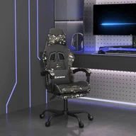 Fotele gamingowe - Lumarko Fotel dla gracza z podnóżkiem, czarny i moro, sztuczna skóra! - miniaturka - grafika 1