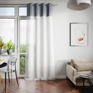 Firana MELIA kolor biały przelotki przelotki srebrne woal, plecionka 140x270 ameliahome - SCURT/AH/MELIA/EYELETS/140X270 - Firany - miniaturka - grafika 2