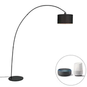Lampy stojące - QAZQA Nowoczesna lampa łuk czarna z LED E27 A60 WiFi Smart - Vinossa - miniaturka - grafika 1