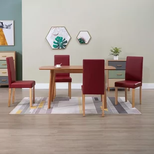 vidaXL Krzesła jadalniane, 4 szt., czerwone, sztuczna skóra - Krzesła - miniaturka - grafika 1