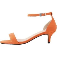 Sandały damskie - Gorące lato niskie obcasy Moda Sandały damskie Ślubne wysokie obcasy Otwarte palce Klamra ślubna Aksamitne czółenka pomarańczowy 39 - miniaturka - grafika 1