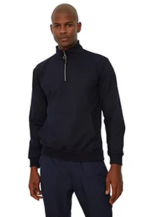 TRENDYOL Męska bluza z mieszanki bawełny - granatowa - Regular M granatowa, granatowy, M - Bluzy męskie - miniaturka - grafika 1