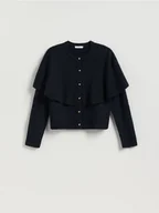 Swetry damskie - Reserved - Kardigan z ozdobnymi guzikami - granatowy - miniaturka - grafika 1