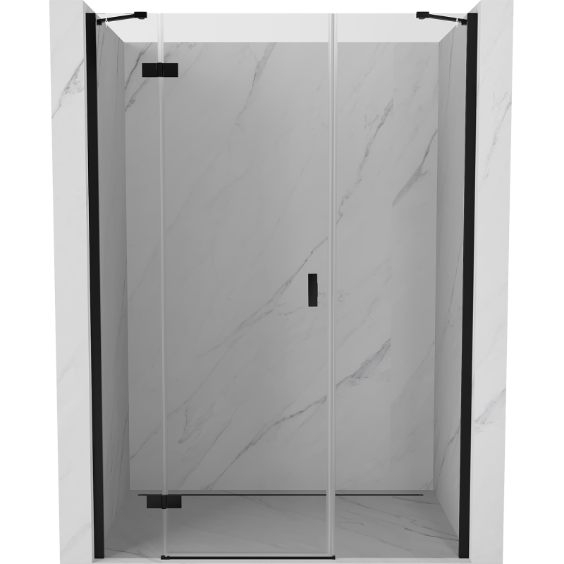 Mexen Mist-H drzwi prysznicowe uchylne lewe 155 cm, transparent, czarne - 8A5-155-001-70-00-L