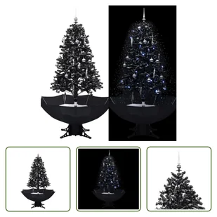 The Living Store Śnieżna choinka z podstawą parasola czarna 170 cm PVC - Choinki - miniaturka - grafika 1