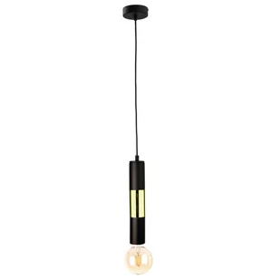 KET LAMPA wisząca KET1264 metalowa OPRAWA zwis tuba czarna złota KET1264 - Lampy sufitowe - miniaturka - grafika 1