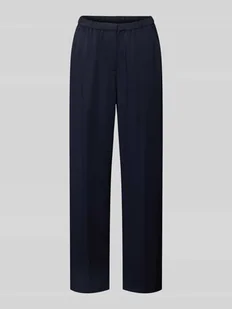 Spodnie materiałowe o kroju straight fit z czystej wiskozy w kant - Spodnie damskie - miniaturka - grafika 1