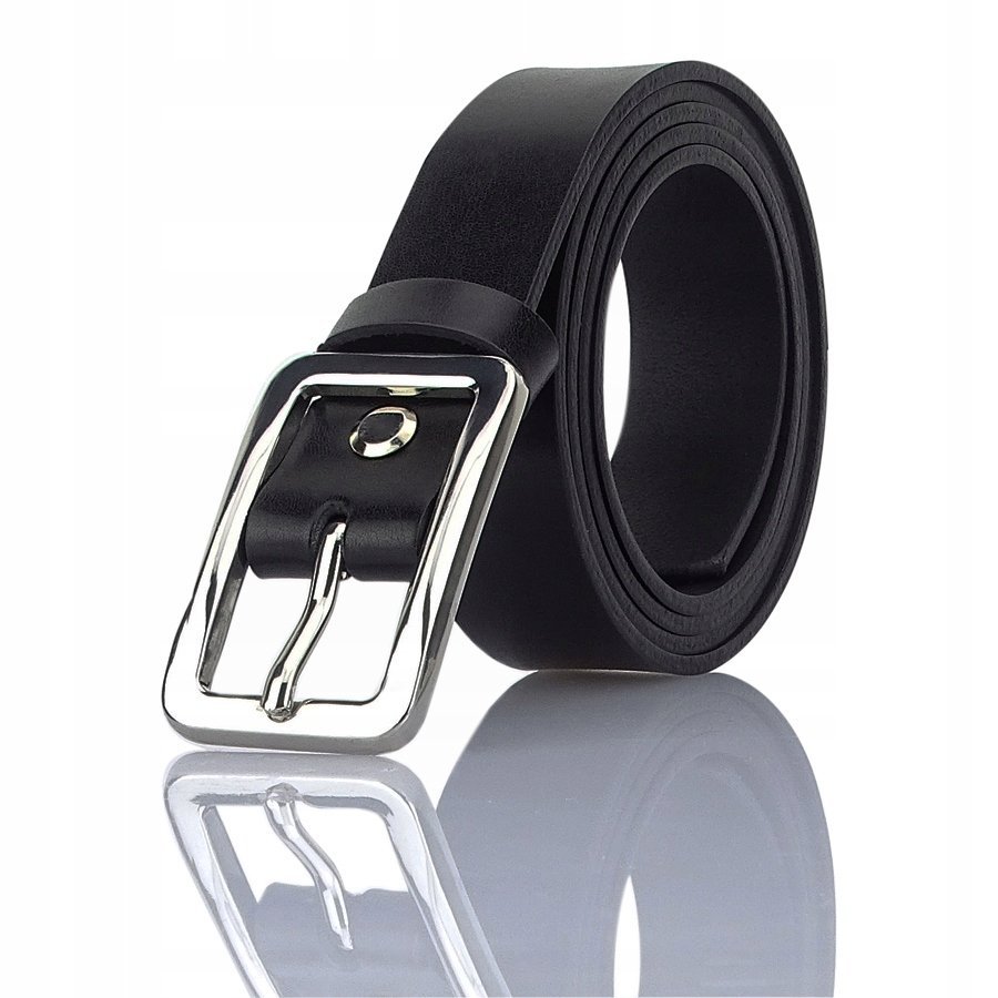 Damski pasek skóra naturalna czarny klamra 105cm