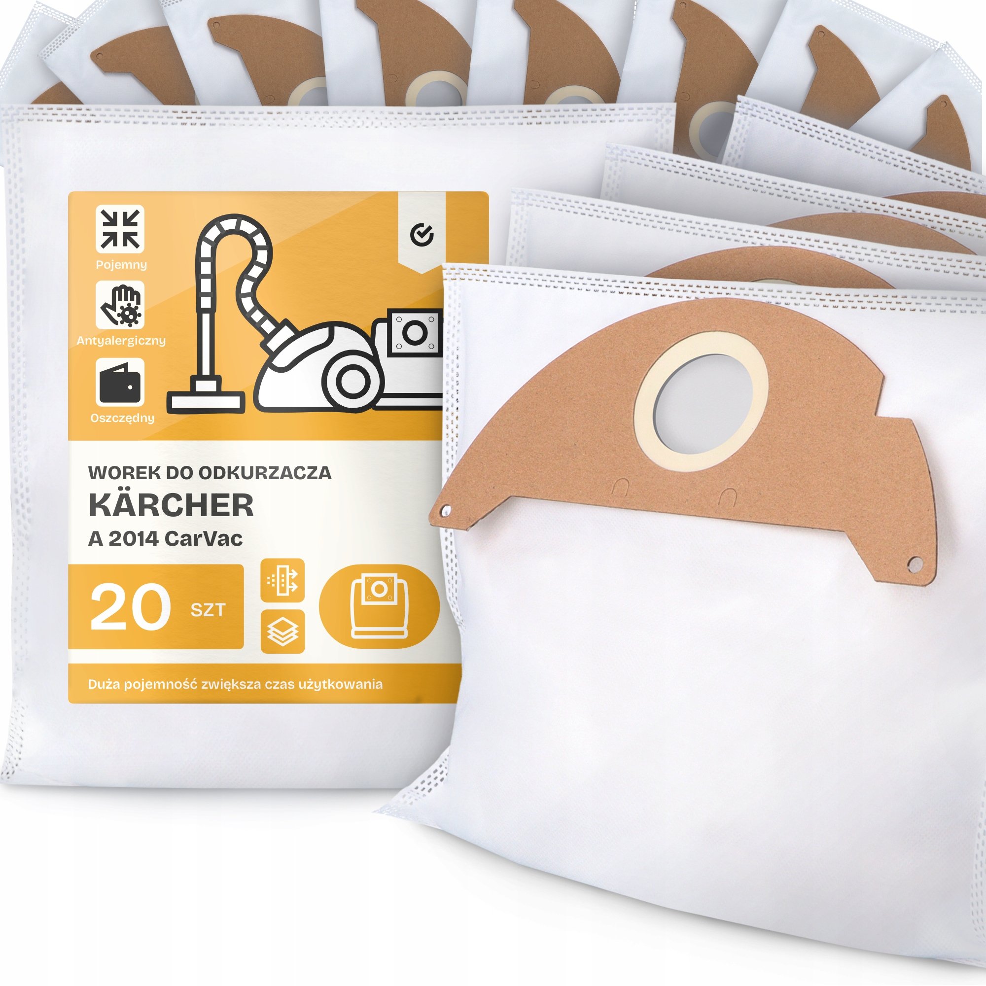 20x Worek do Odkurzacza Kärcher A 2014 CarVac Syntetyczny Tekstylny Worki