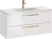 Szafki łazienkowe - Szafka z Umywalką ROSEN 100 cm - Uchwyt Złoty - miniaturka - grafika 1
