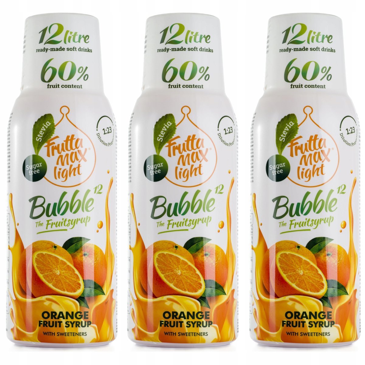 FRUTTAMAX Zestaw 3 koncentratów do Saturatora Pomarańcza Light bez Cukru 3x 500 ml