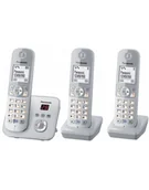 Telefony stacjonarne - Panasonic KX-TG6823GS, analog telephone silver three handsets with answering machine - miniaturka - grafika 1