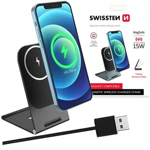 SWISSTEN Bezprzewodowa ładowarka indukcyjna 15W podstawka uchwyt do telefonu - Ładowarki do telefonów - miniaturka - grafika 2
