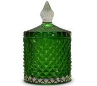 Świeczniki - Szkło do świec - kryształowy pojemnik 300 ml od Candle by Visha - zielony - miniaturka - grafika 1