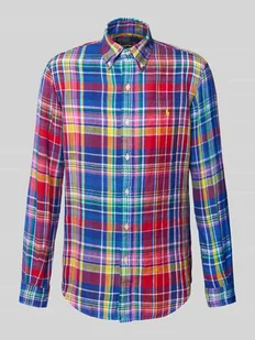 Koszula lniana o kroju custom fit z kołnierzykiem typu button down - Koszule męskie - miniaturka - grafika 1
