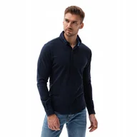 Koszule męskie - Koszula męska granatowa bawełniana slim casual Ombre OM-SHCS-0177 V2 r. S - miniaturka - grafika 1