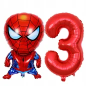 Balony i akcesoria - BALON SPIDERMAN NA URODZINY AVENGERS URODZINOWY DUŻY 80 CM ZESTAW CYFRA 3 - miniaturka - grafika 1