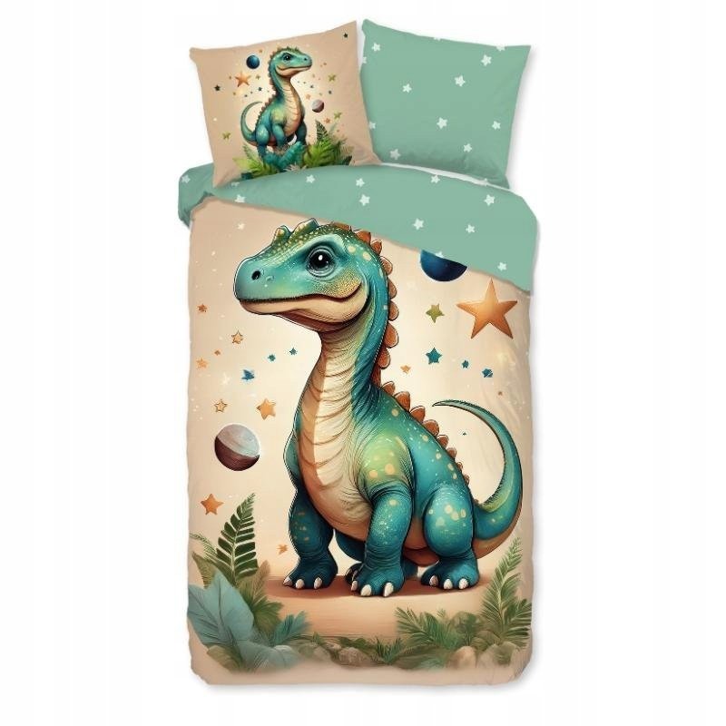 Pościel flanelowa dinozaur 135x200 dino jaszczurka dwustronna