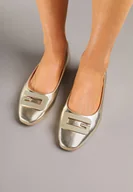 Baleriny - Złote Balerinki z Geometryczną Ozdobą Vialle - miniaturka - grafika 1