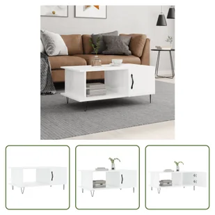 The Living Store stolik kawowy biały wysoki połysk 90x50x40 cm materiał drewnopochodny - Ławy i stoliki kawowe The Living Store stolik kawowy biały wysoki połysk 90x50x40 cm materiał drewnopochodny - Ławy i stoliki kawowe - miniaturka - grafika 1