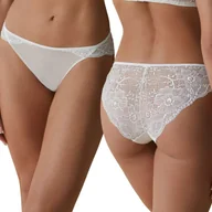 Majtki damskie - Majtki Damskie Figi Koronkowe Super Wygodne Pełne Sexy Premium Białe XL - miniaturka - grafika 1