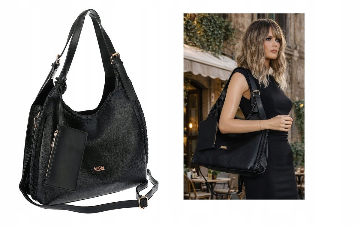 Torebka Damska Listonoszka Worek Shopper Torba na Ramię CC6693 Czarna