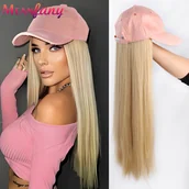 Pozostałe akcesoria fryzjerskie - TEMU Kapelusz Baseballowy dla Kobiet w Gorącej Różowym Kolorze z Długimi Falowanymi Syntetycznymi Włosami - Regulowany Pasek, Naturalny Wygląd na - miniaturka - grafika 1