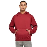 Bluzy męskie - Urban Classics Męska bluza z kapturem Distressed Hoody, Bloodstone, 5XL - miniaturka - grafika 1