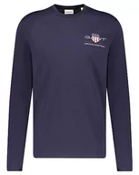 Koszulki męskie - GANT Męski T-Shirt Reg Medium Archive Shield Ls T, niebieski (Evening Blue), S - miniaturka - grafika 1