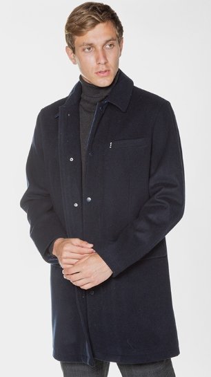 Pepe Jeans Płaszcz Granatowy z Wełną Męski S P9f