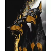 Malowanie po numerach - Metallic extra Malowanie po numerach - Wierne dobermany 40x50cm - miniaturka - grafika 1