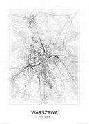 Plakaty - Czarno-biała mapa Warszawy Plakat 50x70 cm - miniaturka - grafika 1
