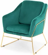 Fotele - Halmar Krzesło fotel do salonu loft SOFT GOLD - zielony - miniaturka - grafika 1