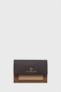 Portfele - Michael Kors MICHAEL MICHAEL portfel i etui na karty skórzane damski kolor brązowy - grafika 1