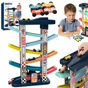 Tory, garaże, parkingi - Tor Samochodowy Zjeżdżalnia Dla Autek Garaż Wielopoziomowy Gra W Autka - miniaturka - grafika 1