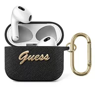 Akcesoria do słuchawek - Guess Guess GUA3SASMK AirPods 3 cover czarny/black Saffiano Script Metal Collection GUE001674-0 - miniaturka - grafika 1