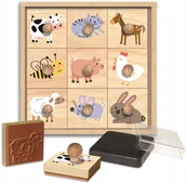 Zabawki kreatywne - Crea Lign' drewniane stempelki z uchwytami Farma 9 sztuk +3 - miniaturka - grafika 1