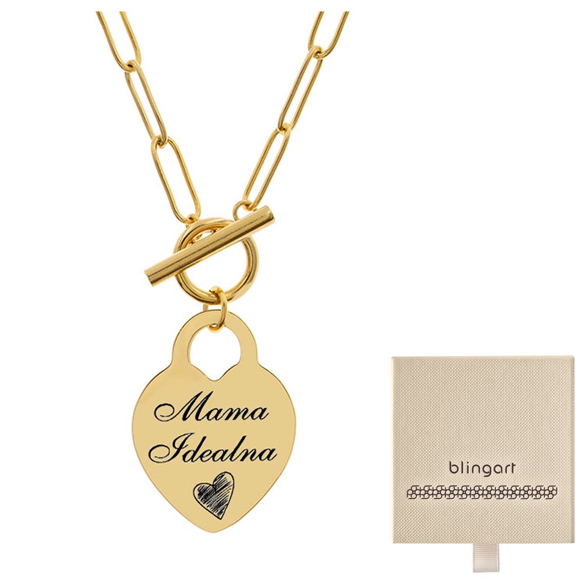 Naszyjnik łańcuszek celebrytka pozłacana STAL serc