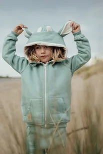 Bluza z kapturem z uszami jelonka dla dziecka zielona - Bluzy dla chłopców - miniaturka - grafika 1