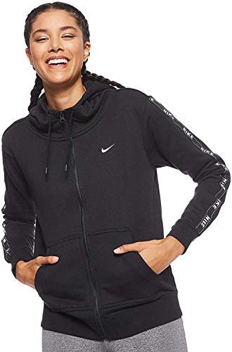Nike Damska bluza z kapturem W Nsw z logo Fz czarny czarny/biały XL
